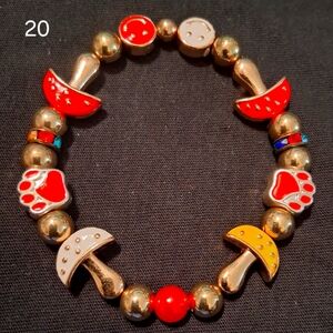 Colorful Charm Bracelet with Gold Beads